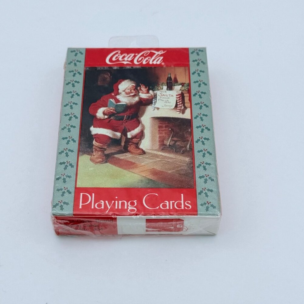 Vintage Coca-Cola Santa Playing Cards Christmas Fireplace 1990s